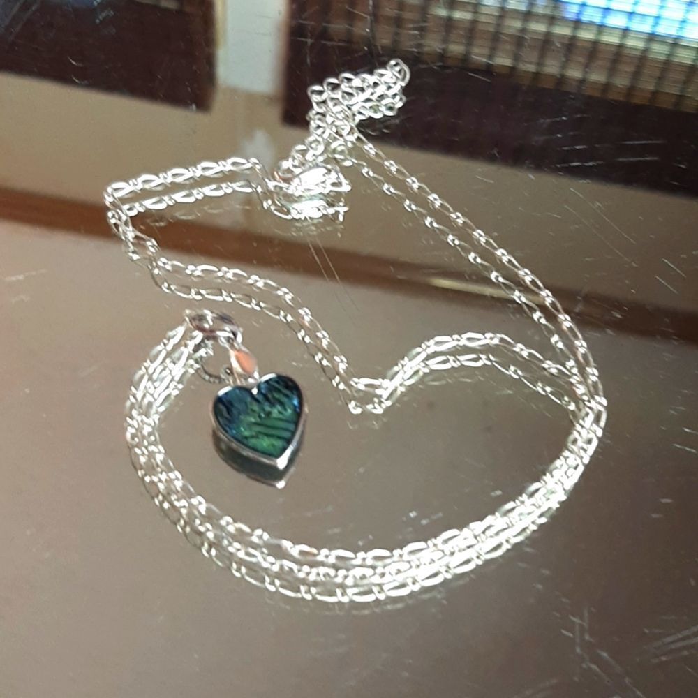 Blue silver Plated Chain   Heart   Necklace 24‎ L